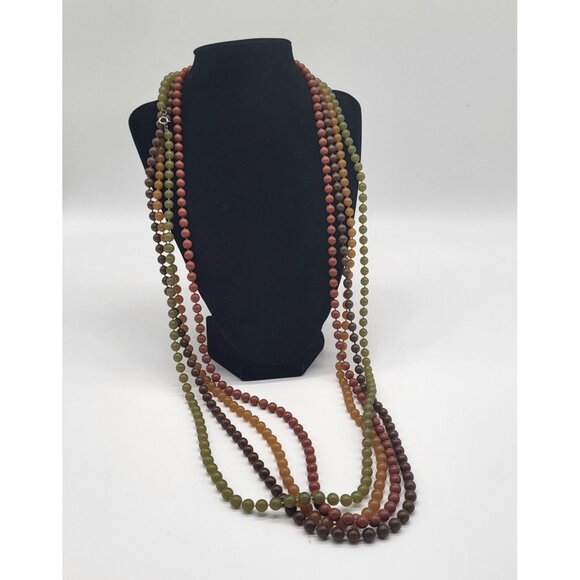 Sarah Coventry Jewelry - VTG 70s Sarah Coventry Set of 4 Neutral Earthy Plastic Beaded Necklaces